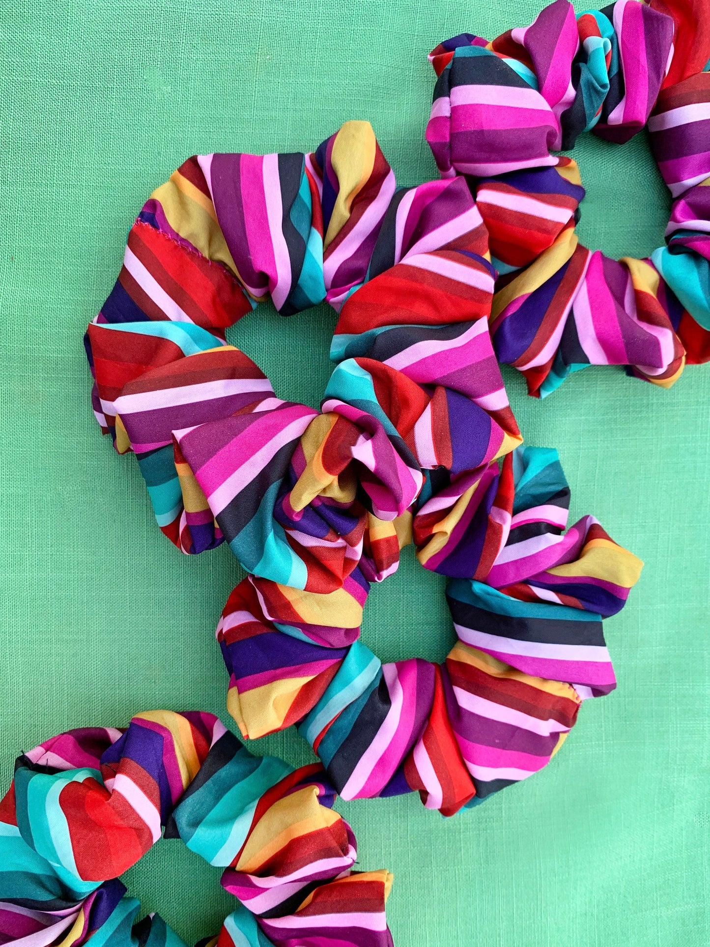 Rainbow Bright Stripe Scrunchy - ReClaimed Fabric