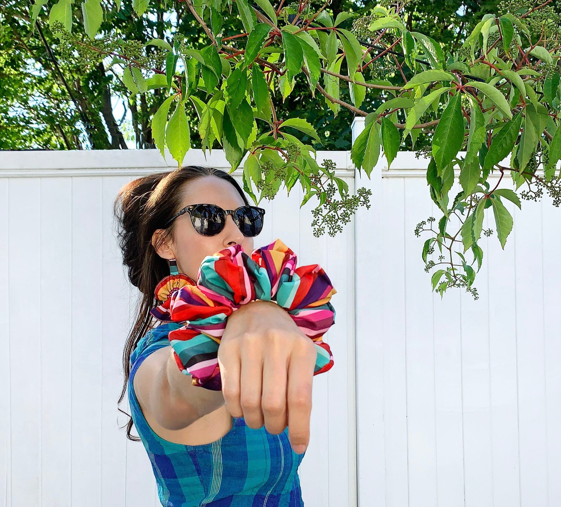 Rainbow Bright Stripe Scrunchy - ReClaimed Fabric