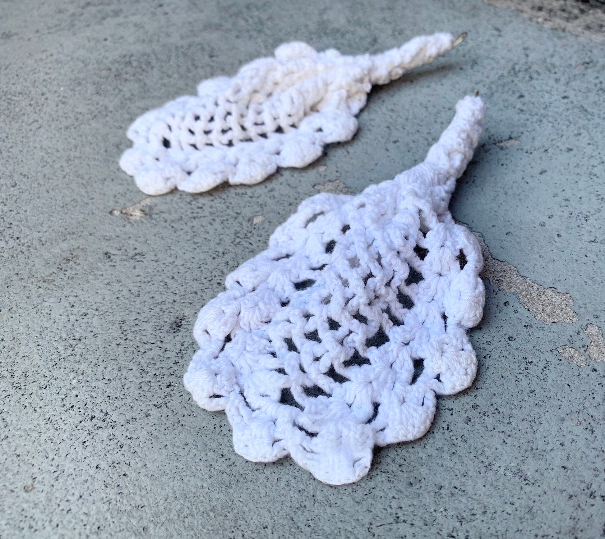 White Knit Earrings - recycled materials
