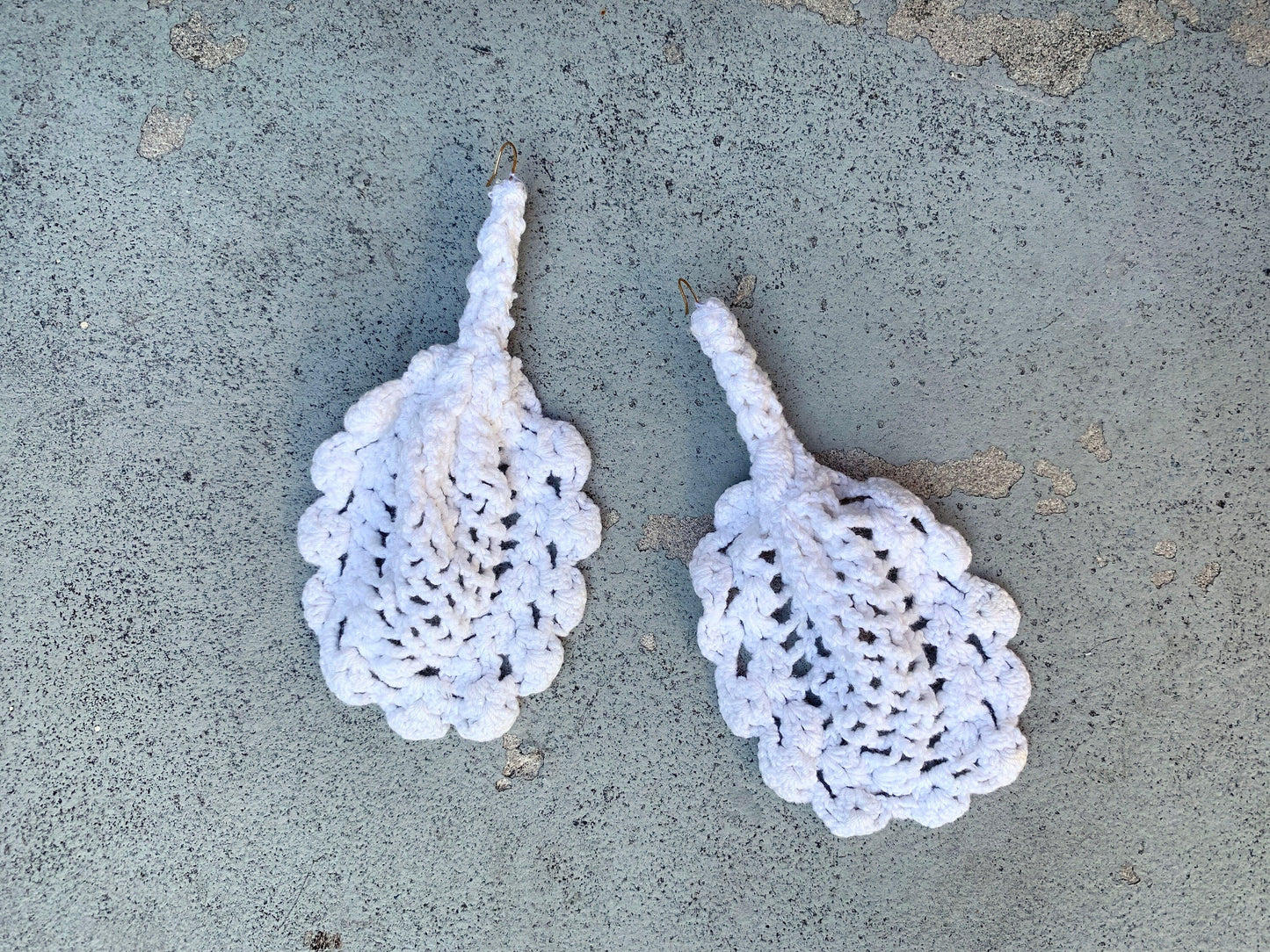 White Knit Earrings - recycled materials