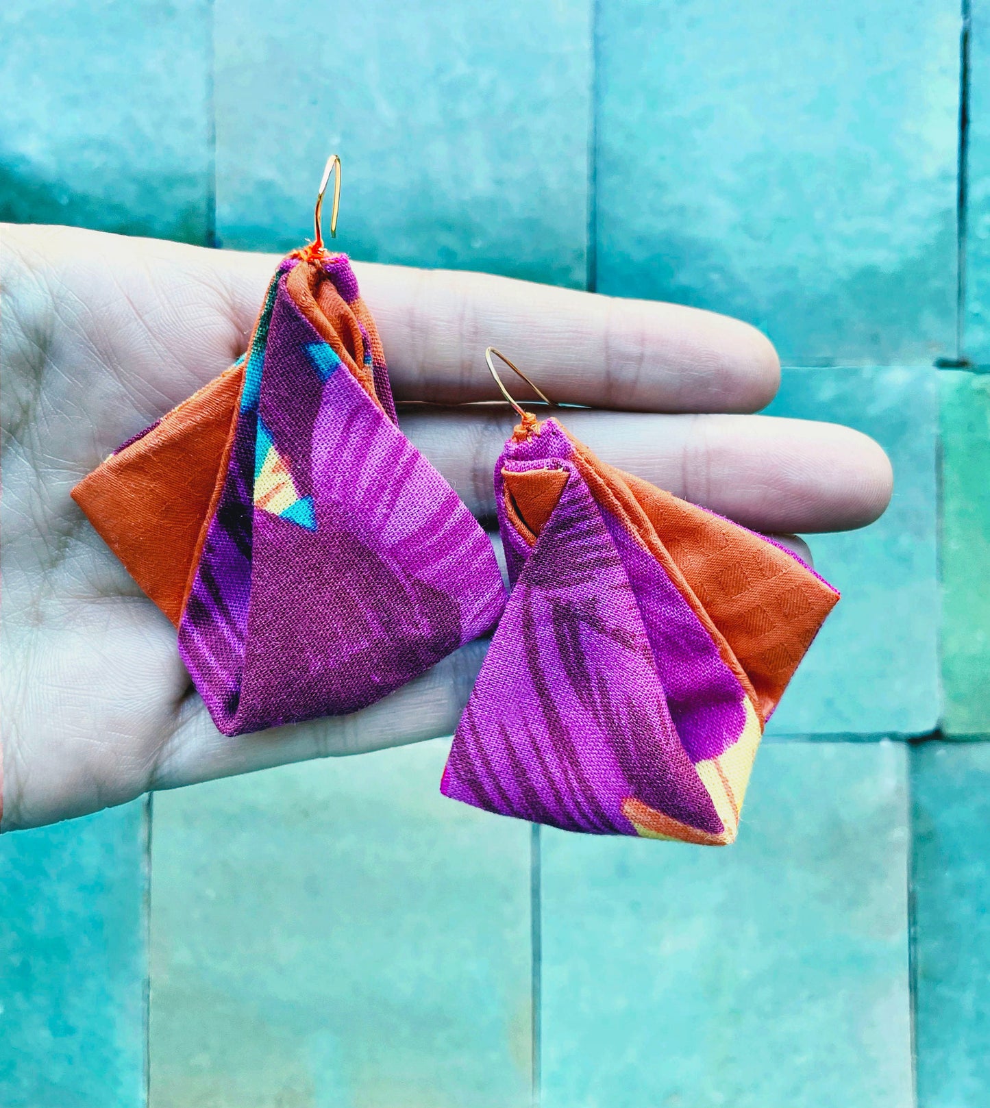 Recycled Pink Floral Print Fabric Earrings