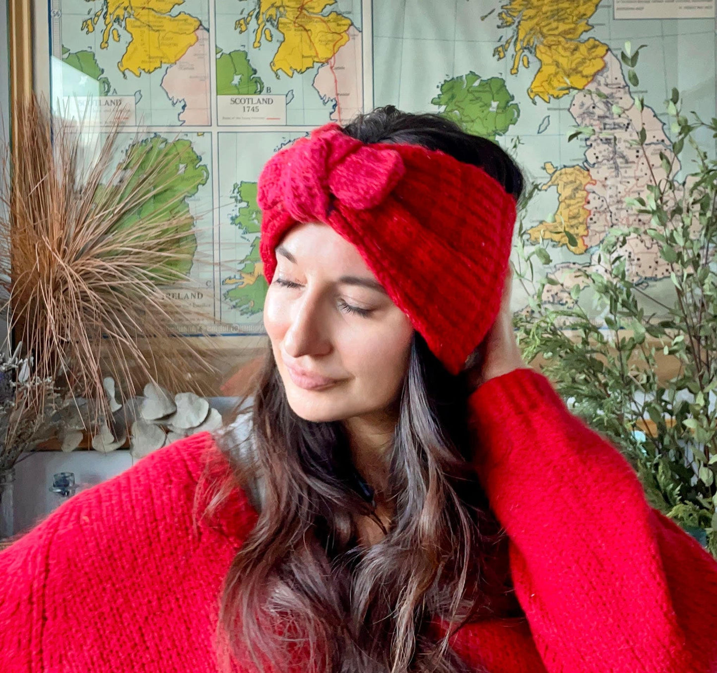 Red Recycled Cashmere Cozy Headband