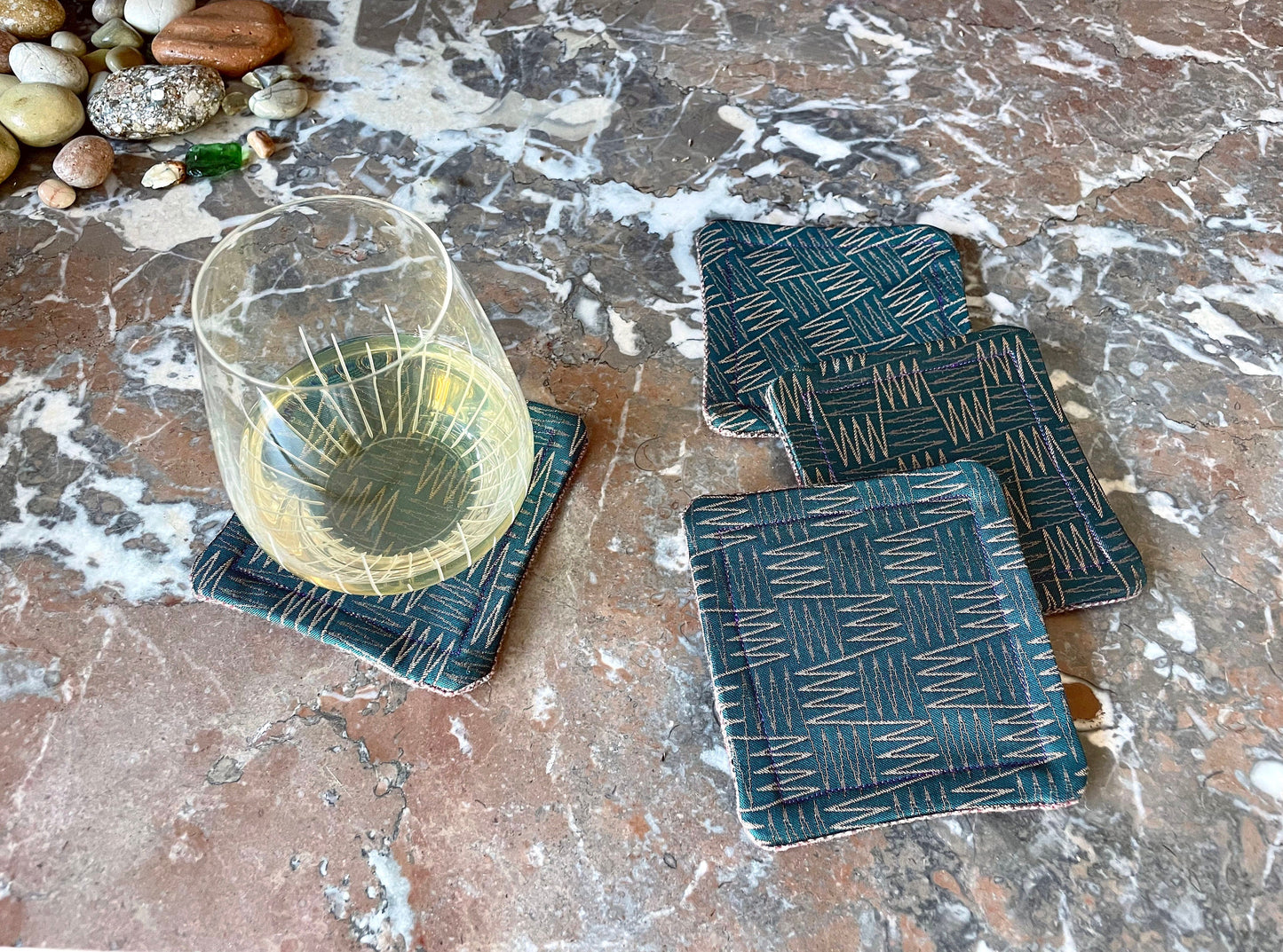Fabric Coasters - Recycled Wool and Brocade