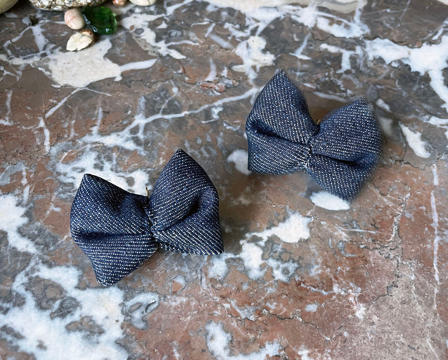 Recycled Denim Bow Earrings