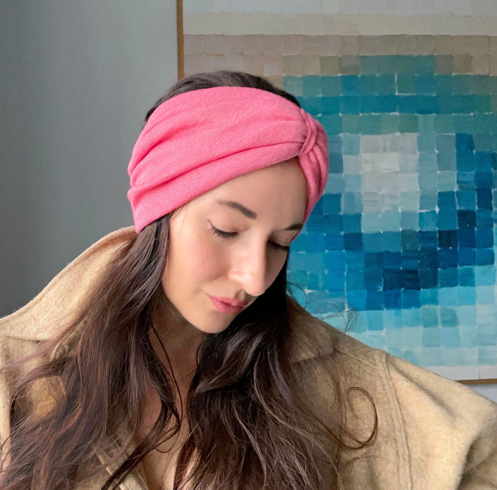 Pink Recycled Cotton & Merino Wool Headband