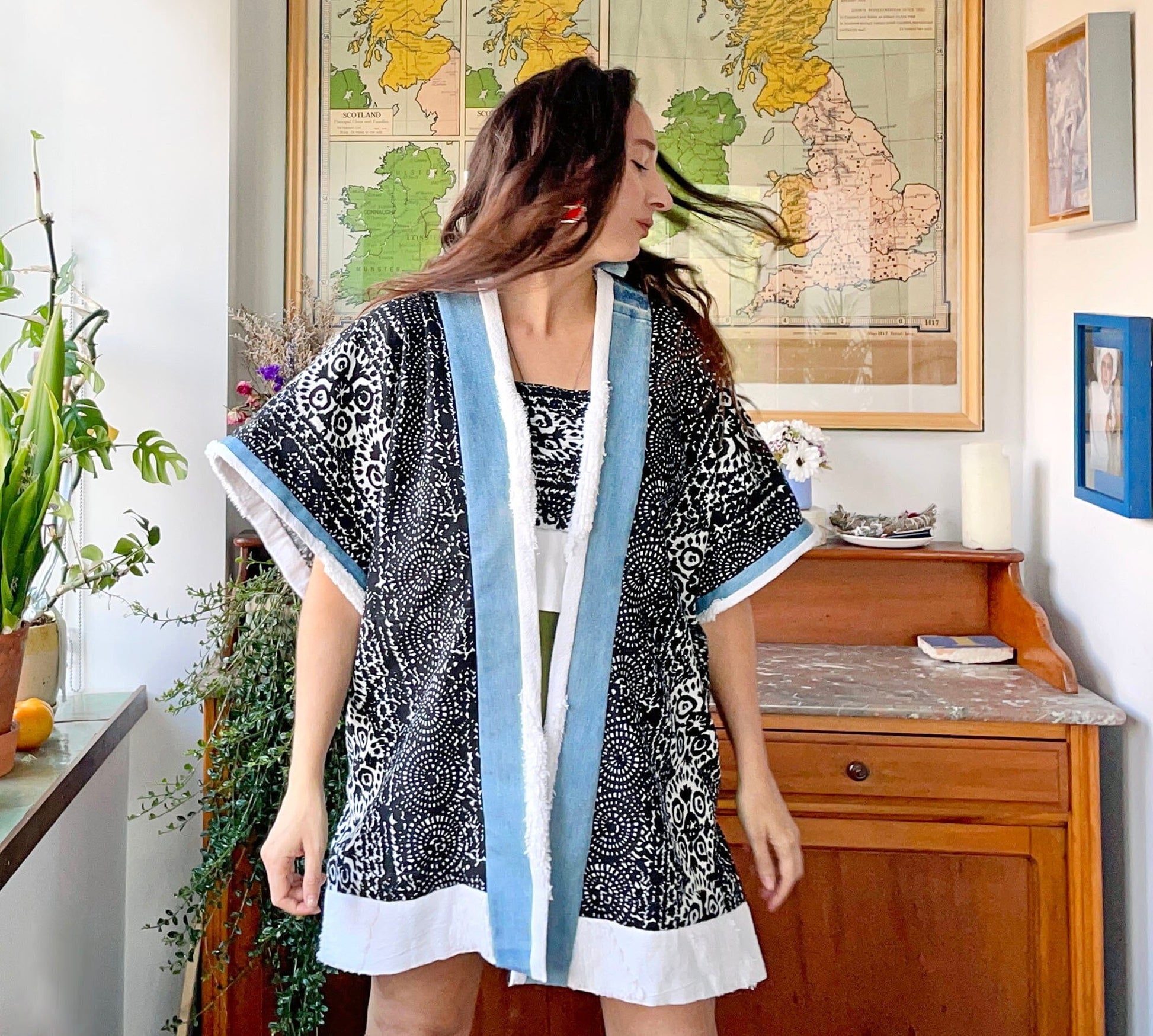 Mix-Media Upcycled Fabrics Jacket - One size