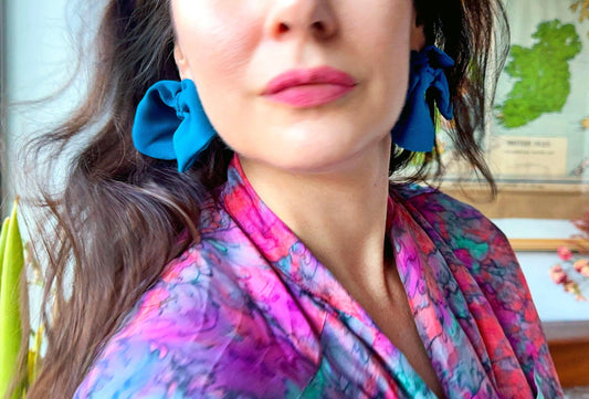UPcycled Blue Silk Crepe Earrings