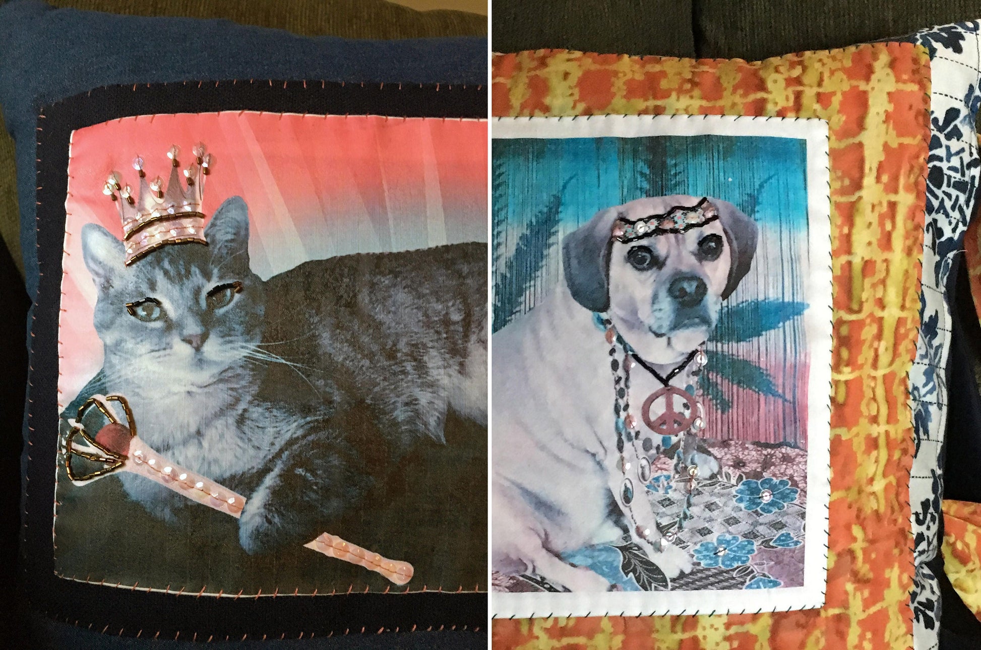 Customized Pet Pillow Covers - w/ Reclaimed Vintage Textiles/Trims
