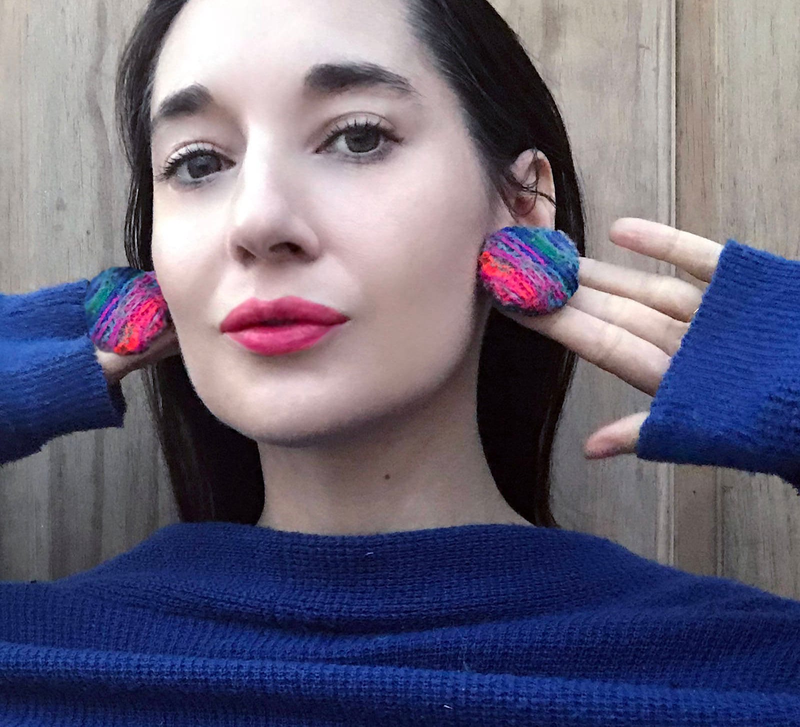 Crazy Cozy Colorful Earrings!- Reclaimed Sweater parts