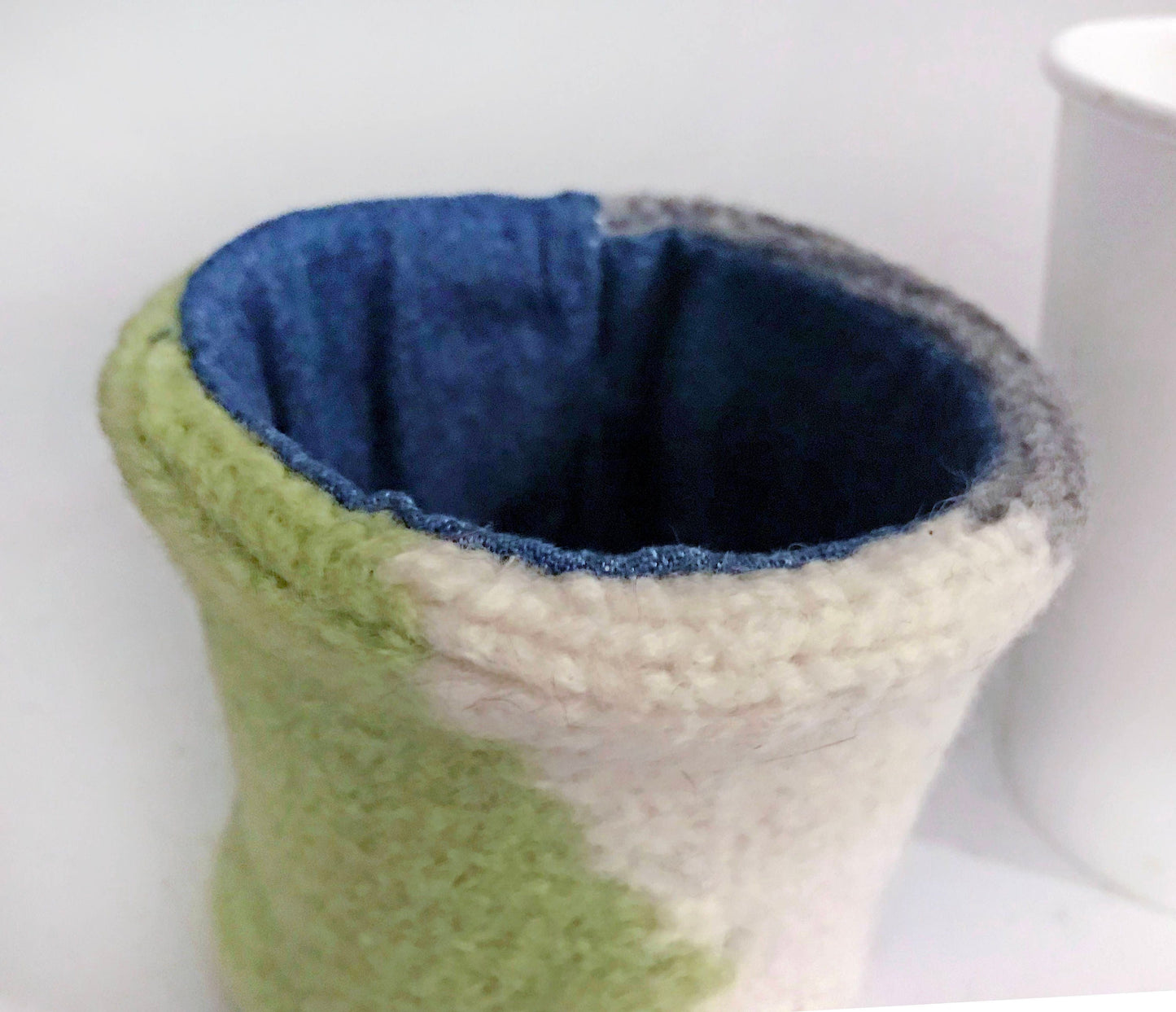 Wool & Denim Coffee Cozy Cozie - from reclaimed materials