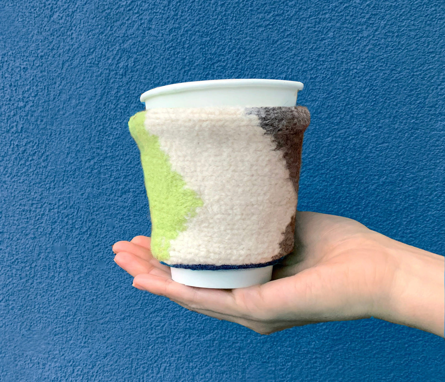 Wool & Denim Coffee Cozy Cozie - from reclaimed materials