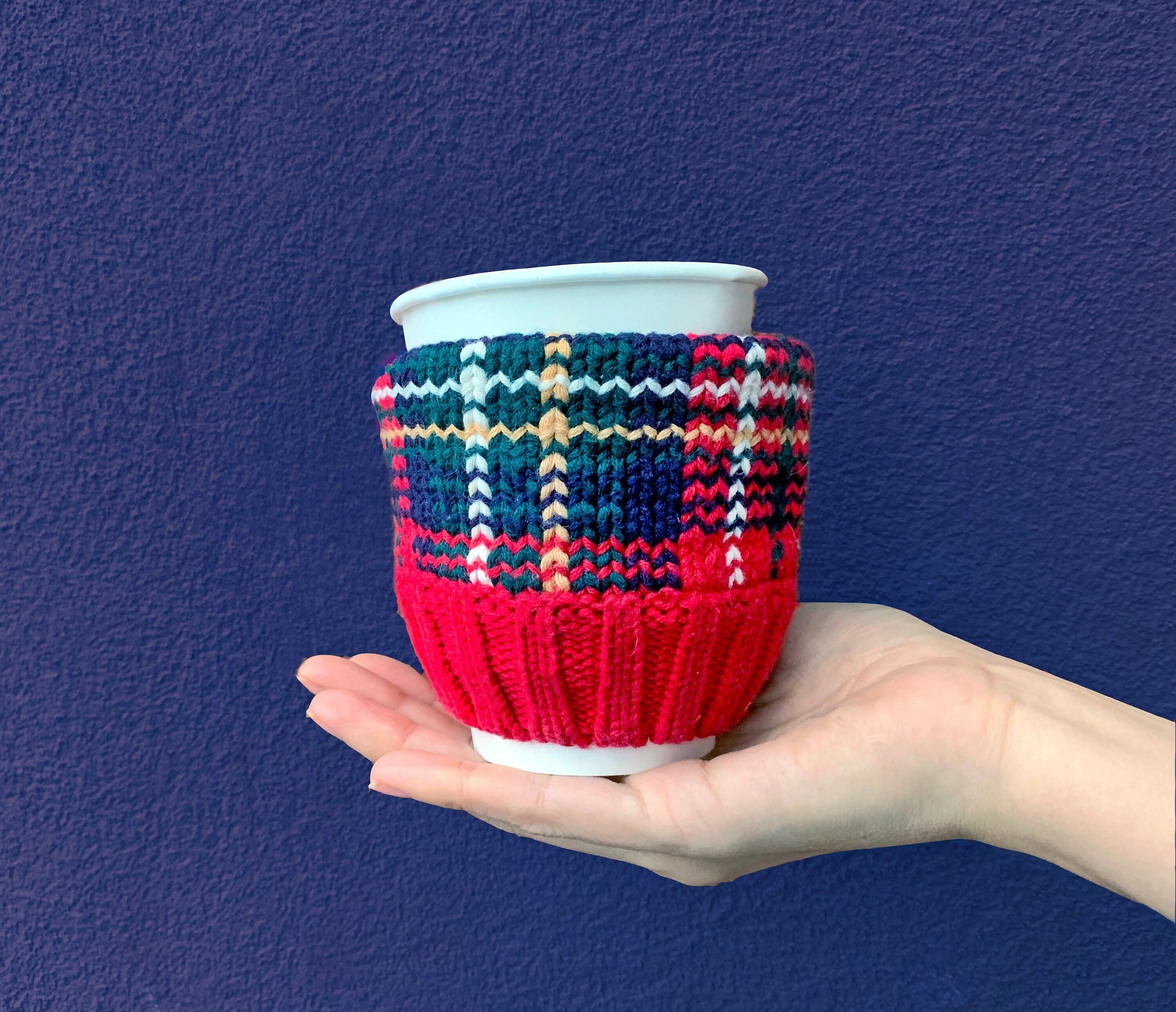 Cotton Coffee Cozy Cozie - from reclaimed materials