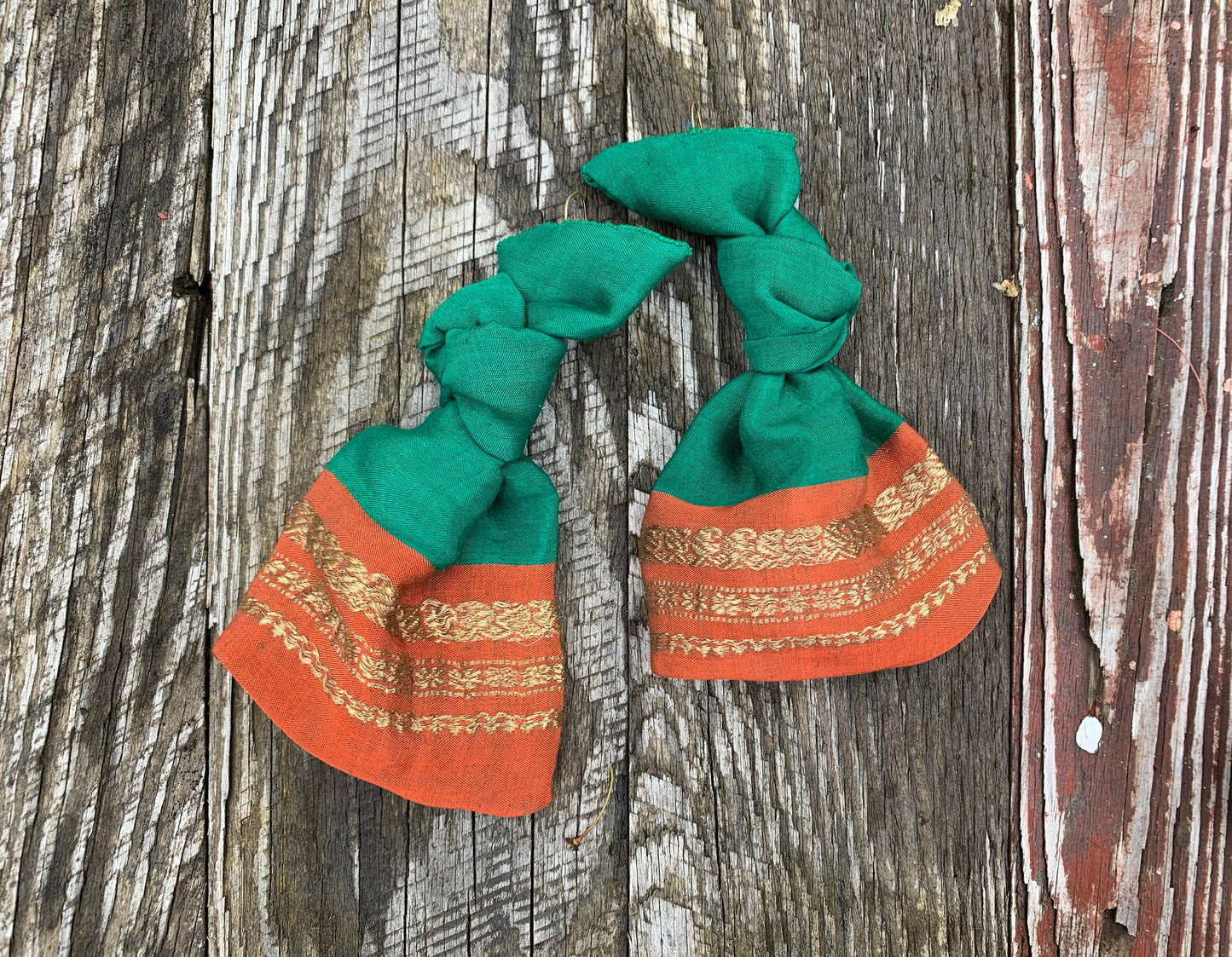 Recycled Sari Silk Fabric Earrings