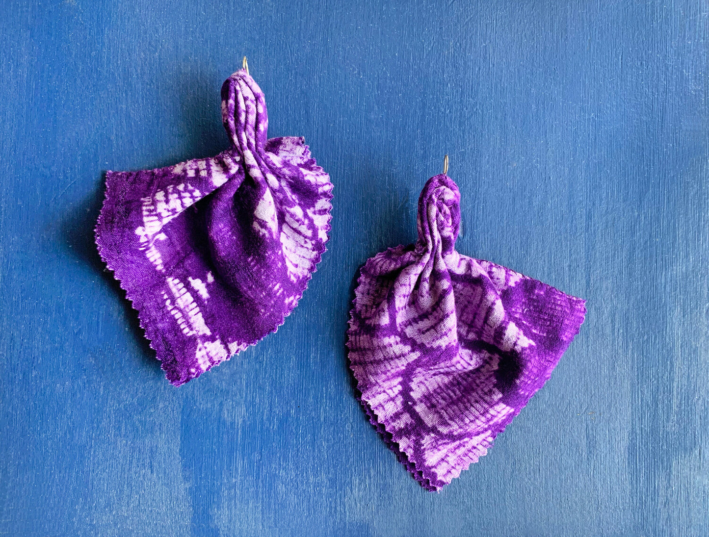 Violet Fabric Earrings - Recycled Vintage Fabric
