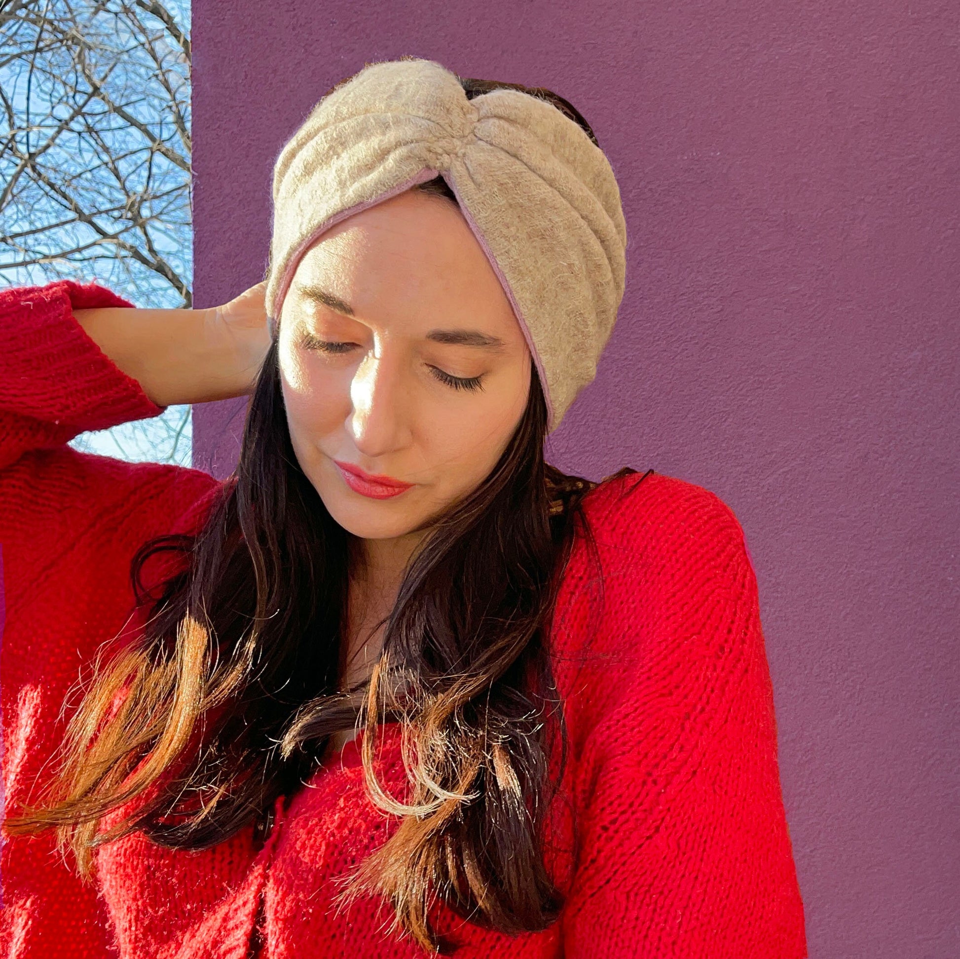 Cashmere Reversible Lavender Headband - from Recycled materials
