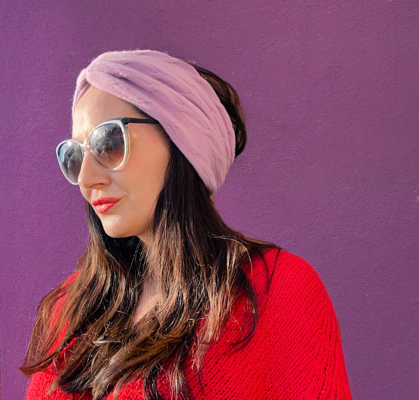 Cashmere Reversible Lavender Headband - from Recycled materials