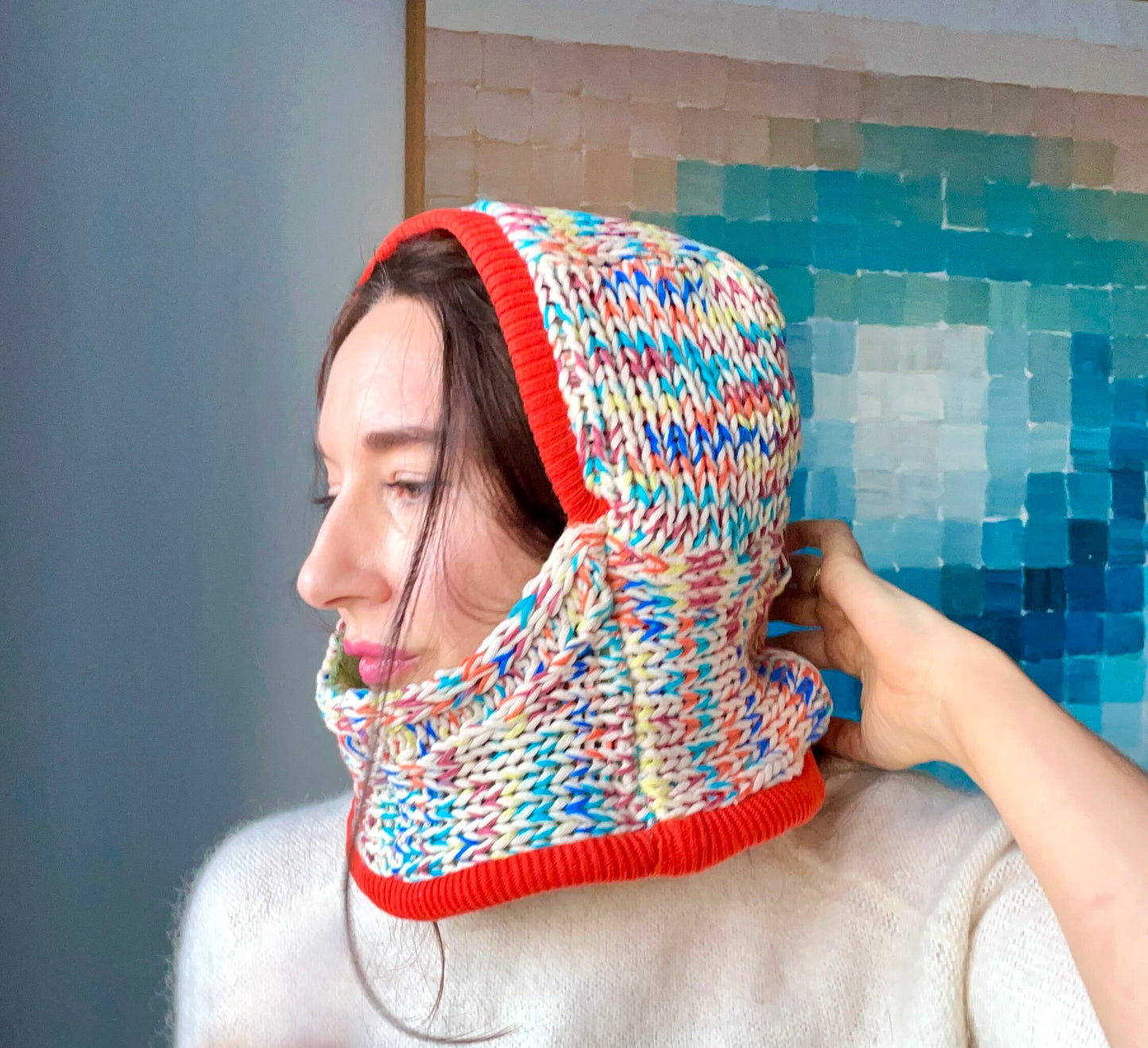 Colorful Cotton & Cashmere Balaclava, Recycled Materials