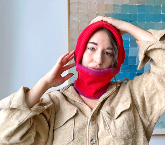 Red Recycled Cashmere Balaclava