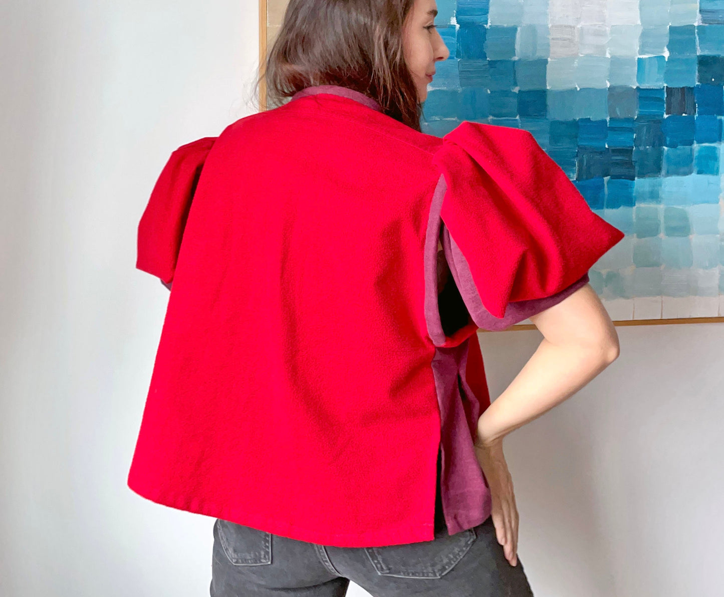 Romantic Red UP-cycled Flannels Blouse