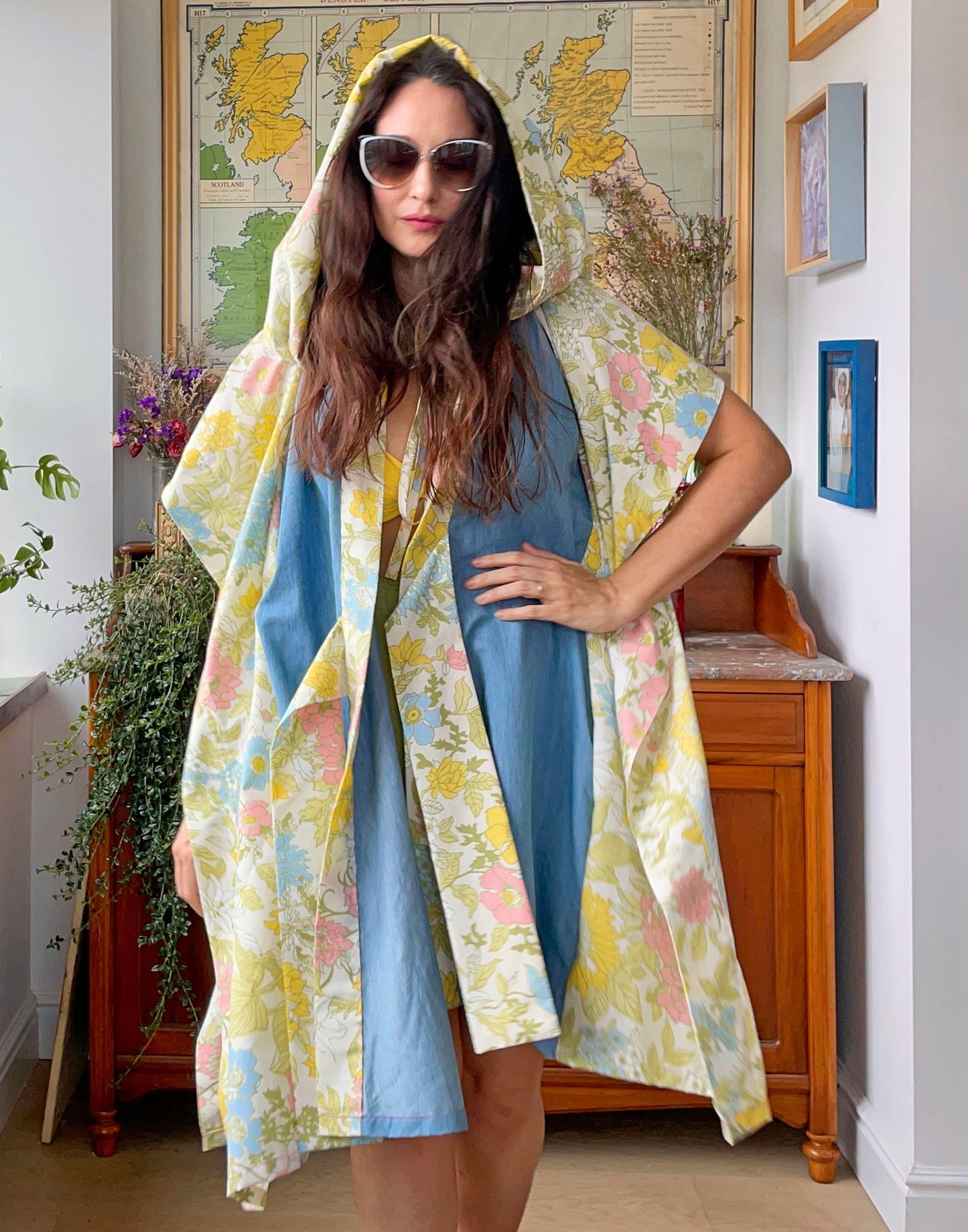Floral Hooded Soft Jacket - All Upcycled Fabrics