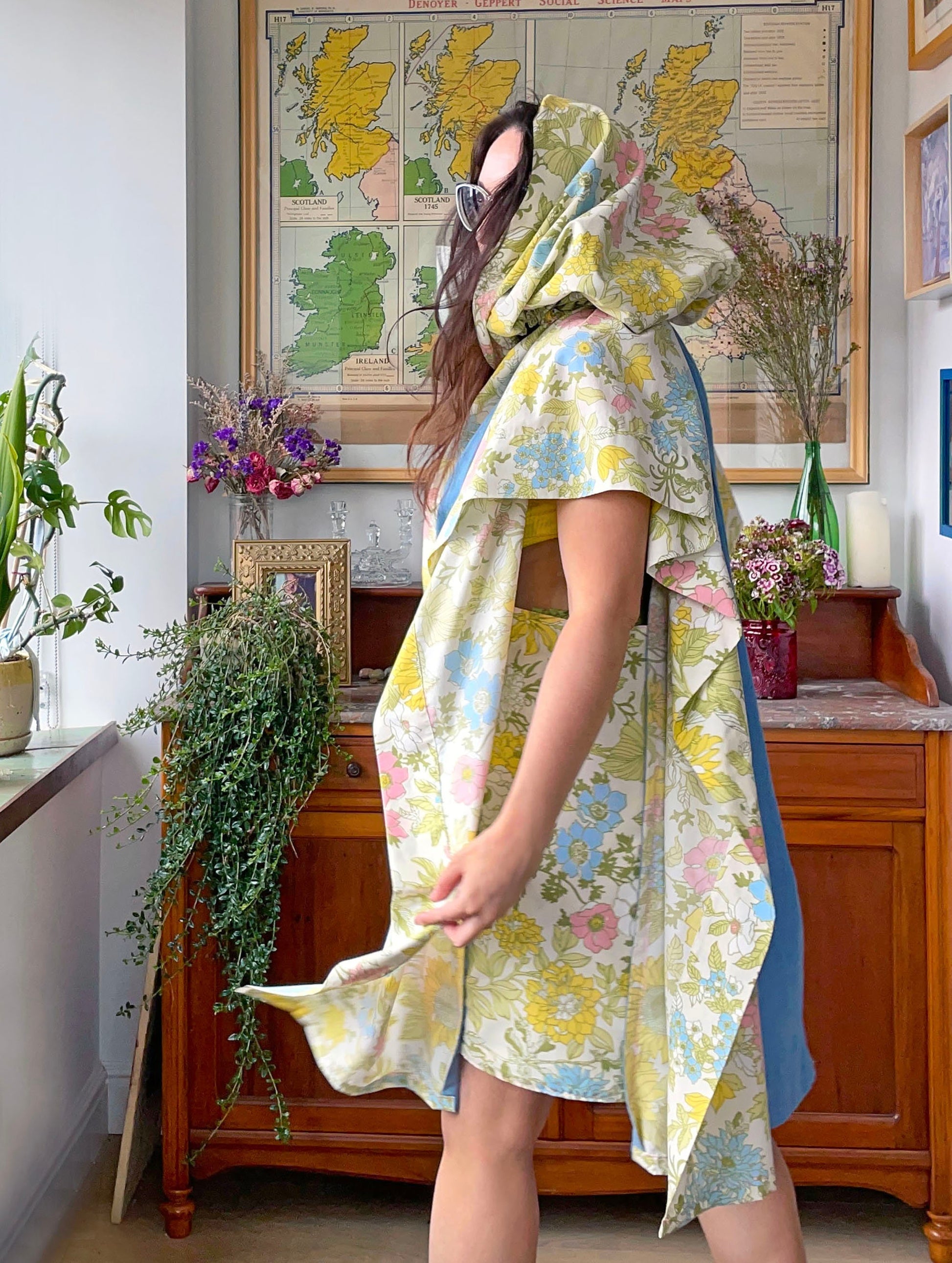 Floral Hooded Soft Jacket - All Upcycled Fabrics