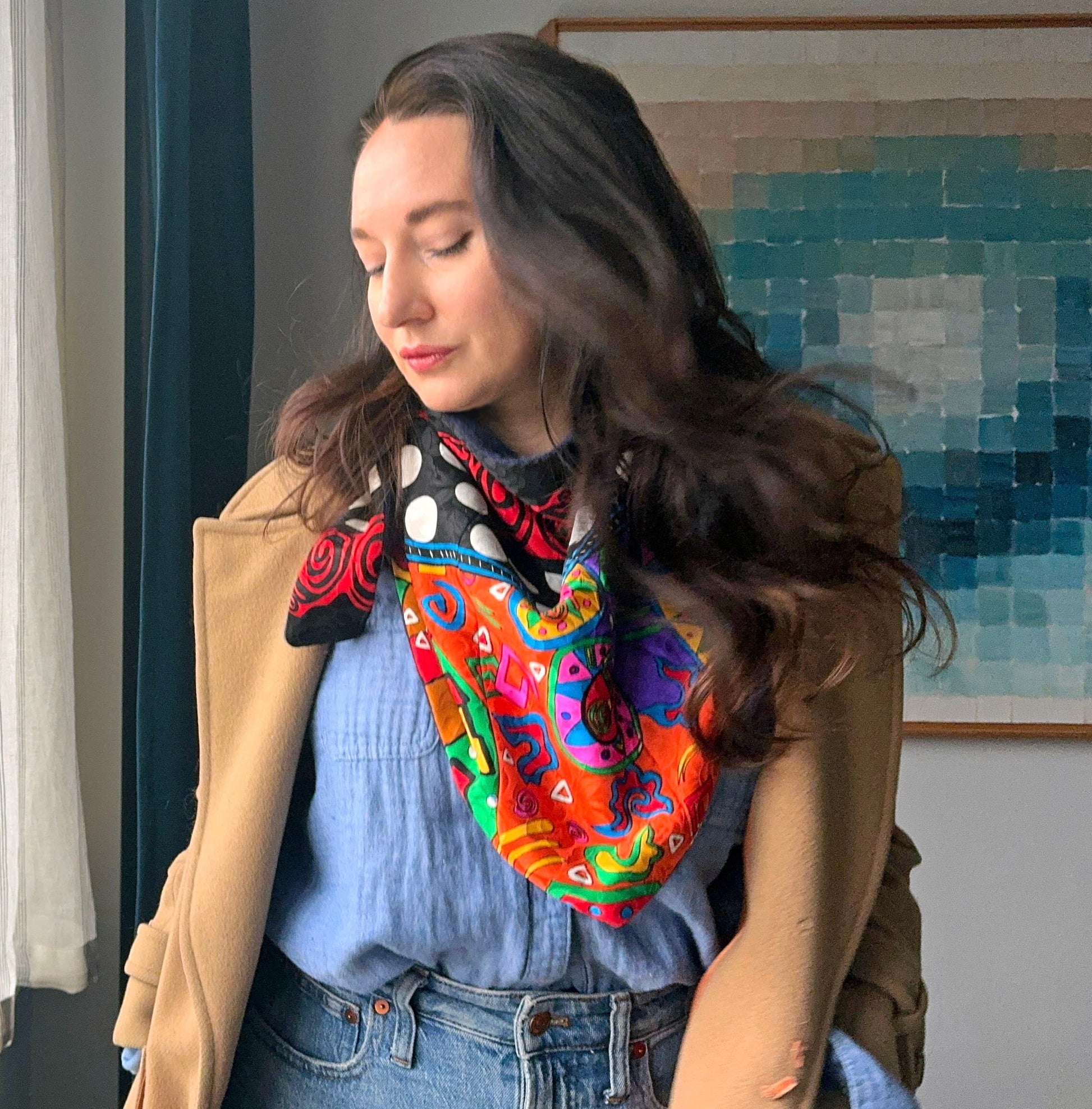Colorful UPcycled Silk & Cashmere Neckerchief