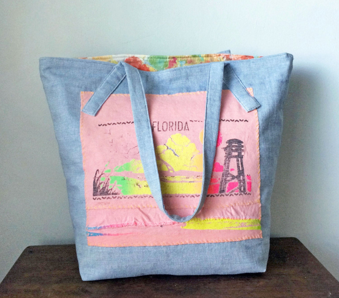 2 Faced Upcycled TeeShirt Tote - Reclaimed Materials