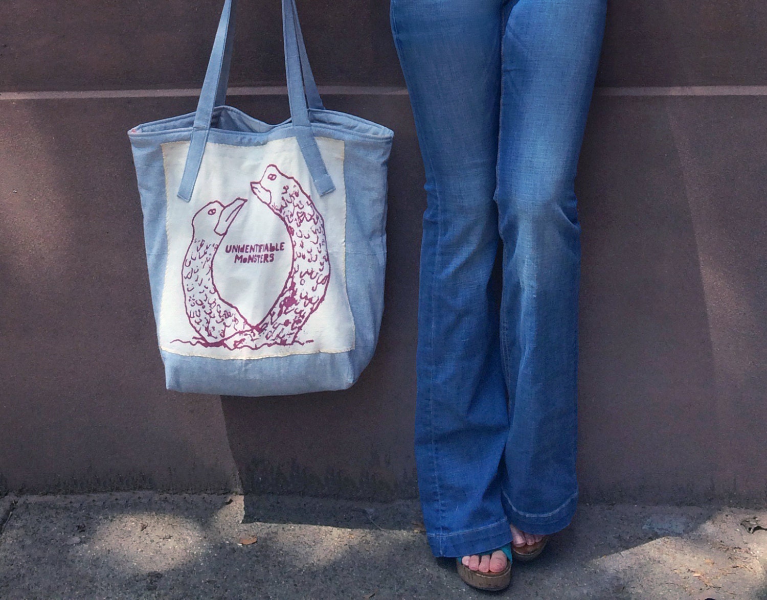 2 Faced Upcycled TeeShirt Tote - Reclaimed Materials